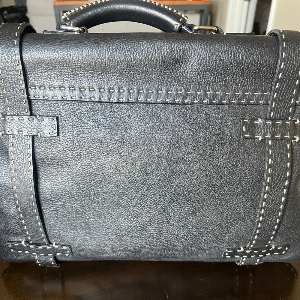 FENDI Black Leather Briefcase with Stitch Detail - Picture 6 of 13